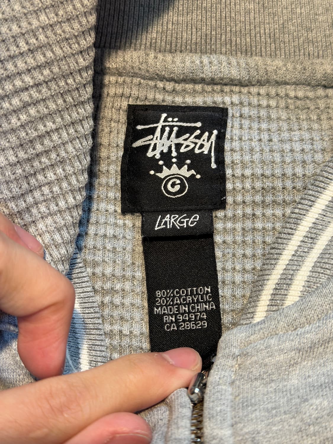 00s 스투시 투웨이 와플 써멀 헤비 후드집업 그레이 상품이미지6