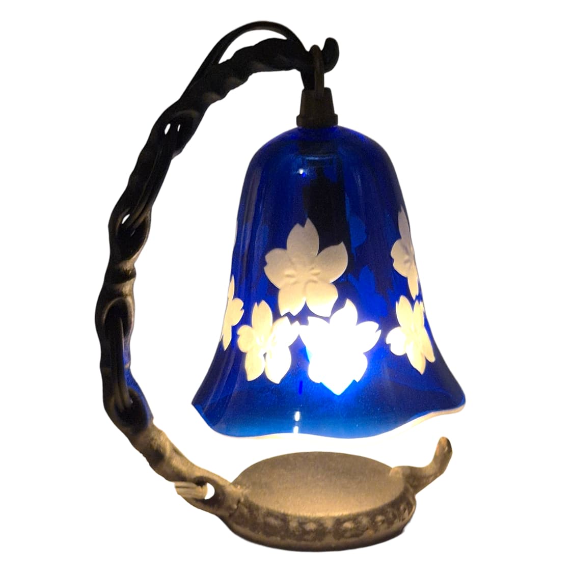 90s 오타루 핸드블로운 카빙 꽃잎 벨 램프 상품이미지3