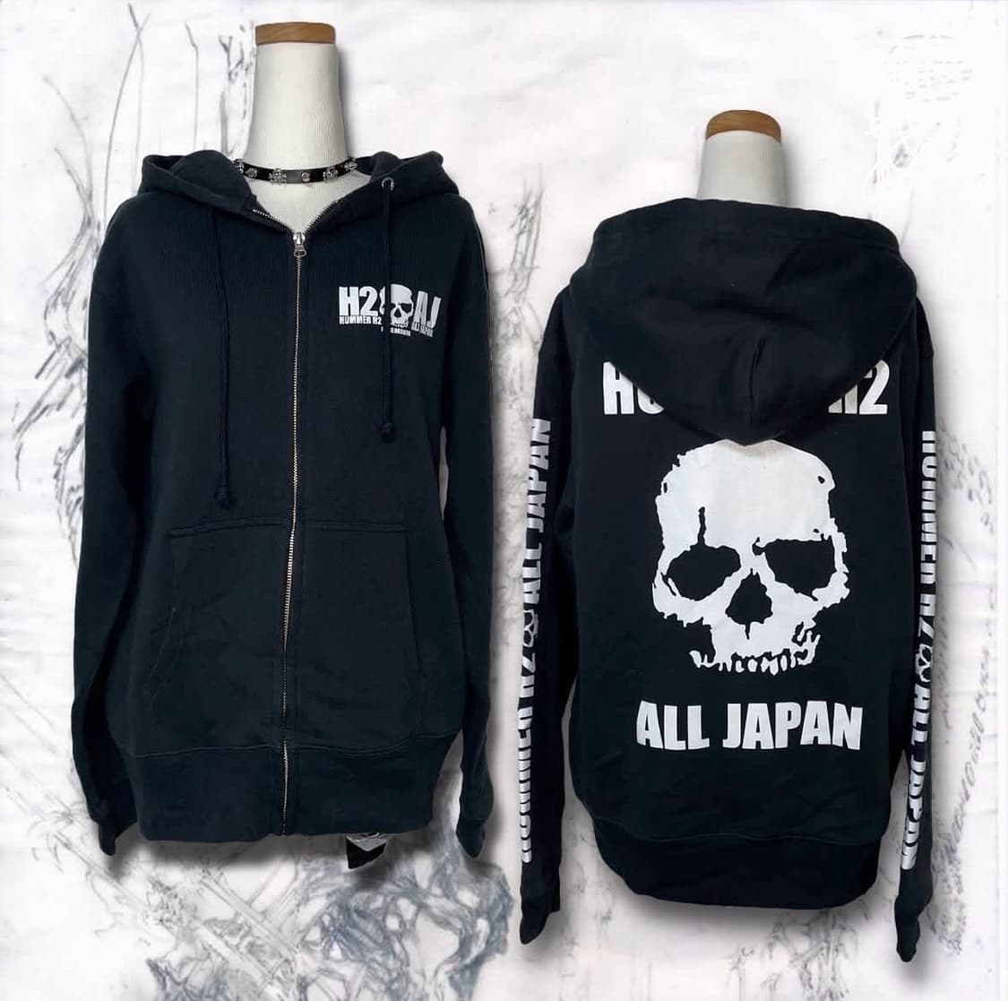 해골 프린팅 기모 후드집업 상품이미지1