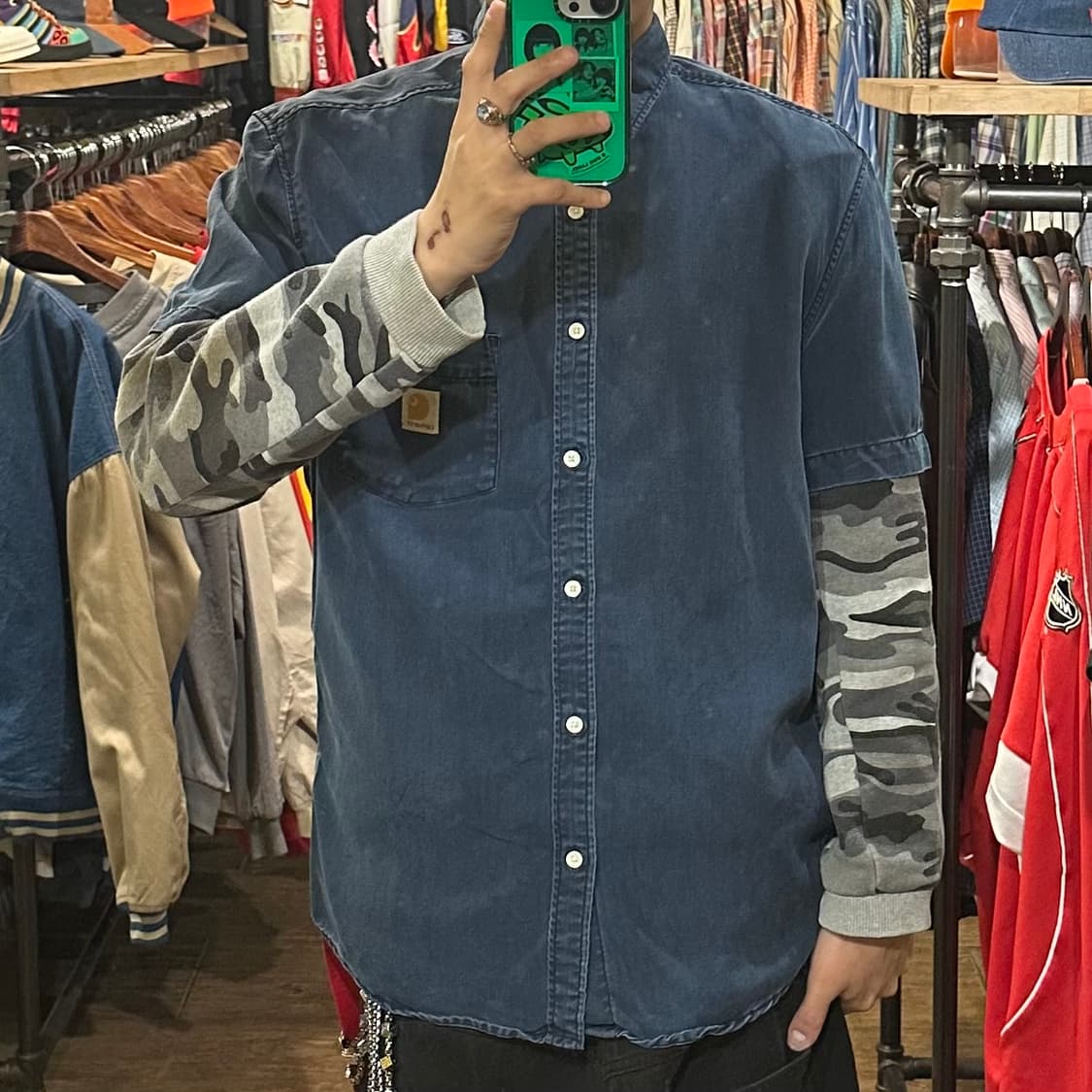 [HI] 칼하트 데님 반팔셔츠 네이비 상품이미지2