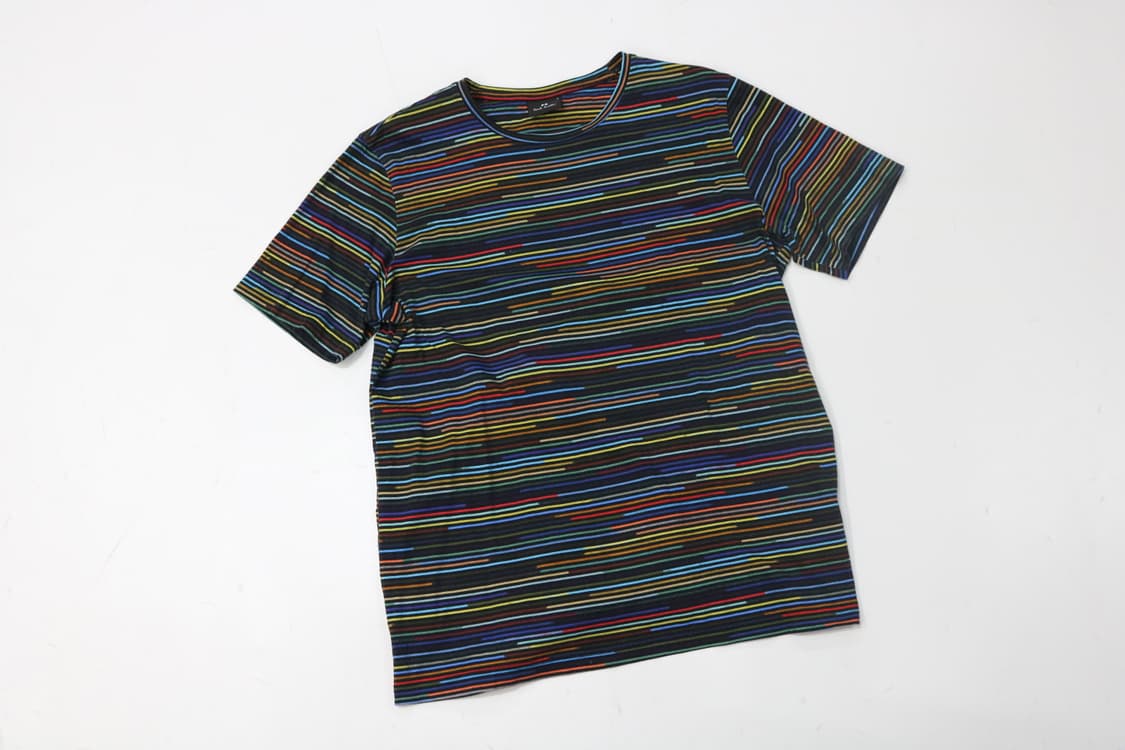 폴스미스 Paul Smith 멀티 컬러 호리존탈 스트라이프 반팔 티셔츠 상품이미지2