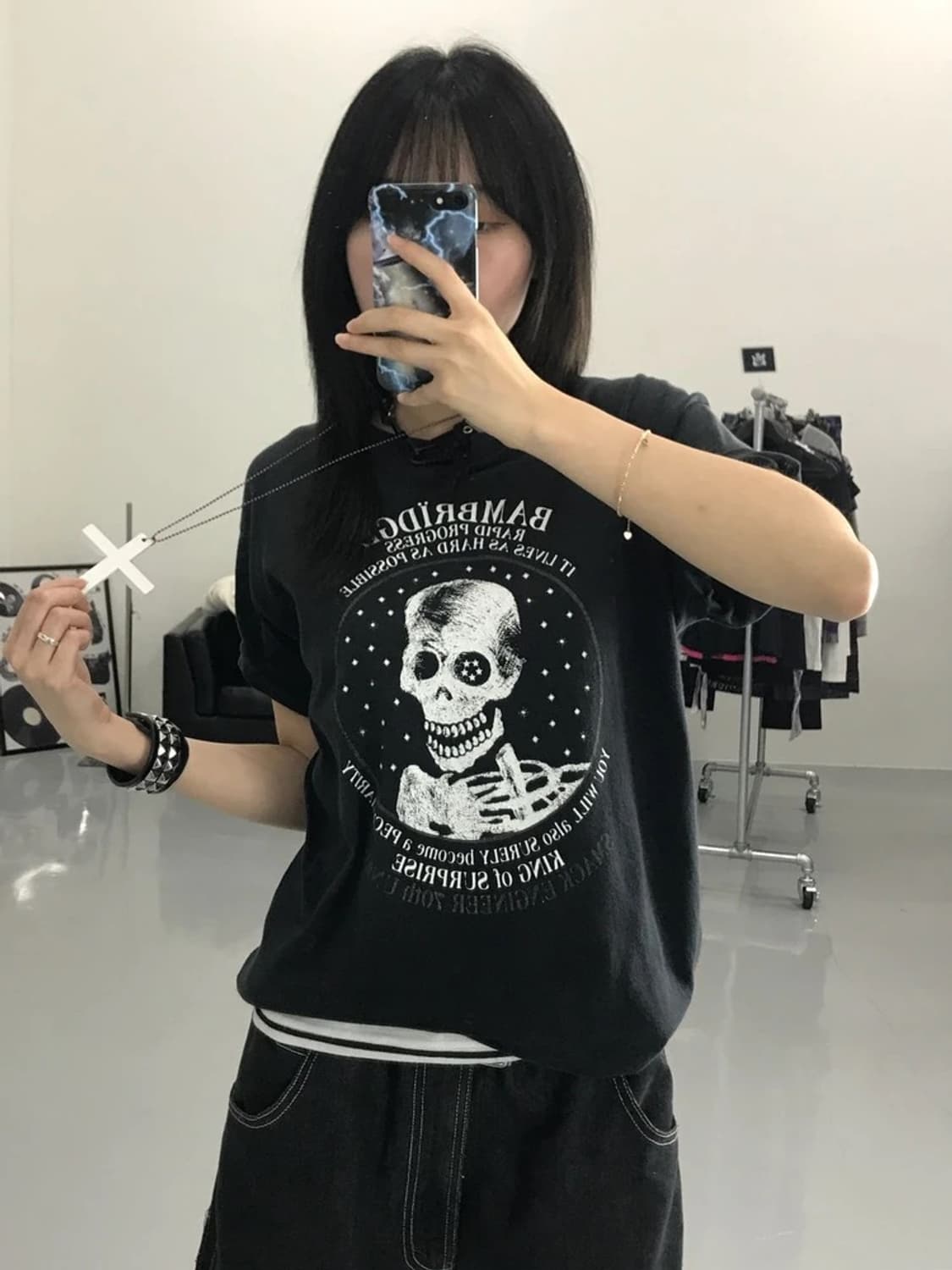 skull printing back lettering top 상품이미지1