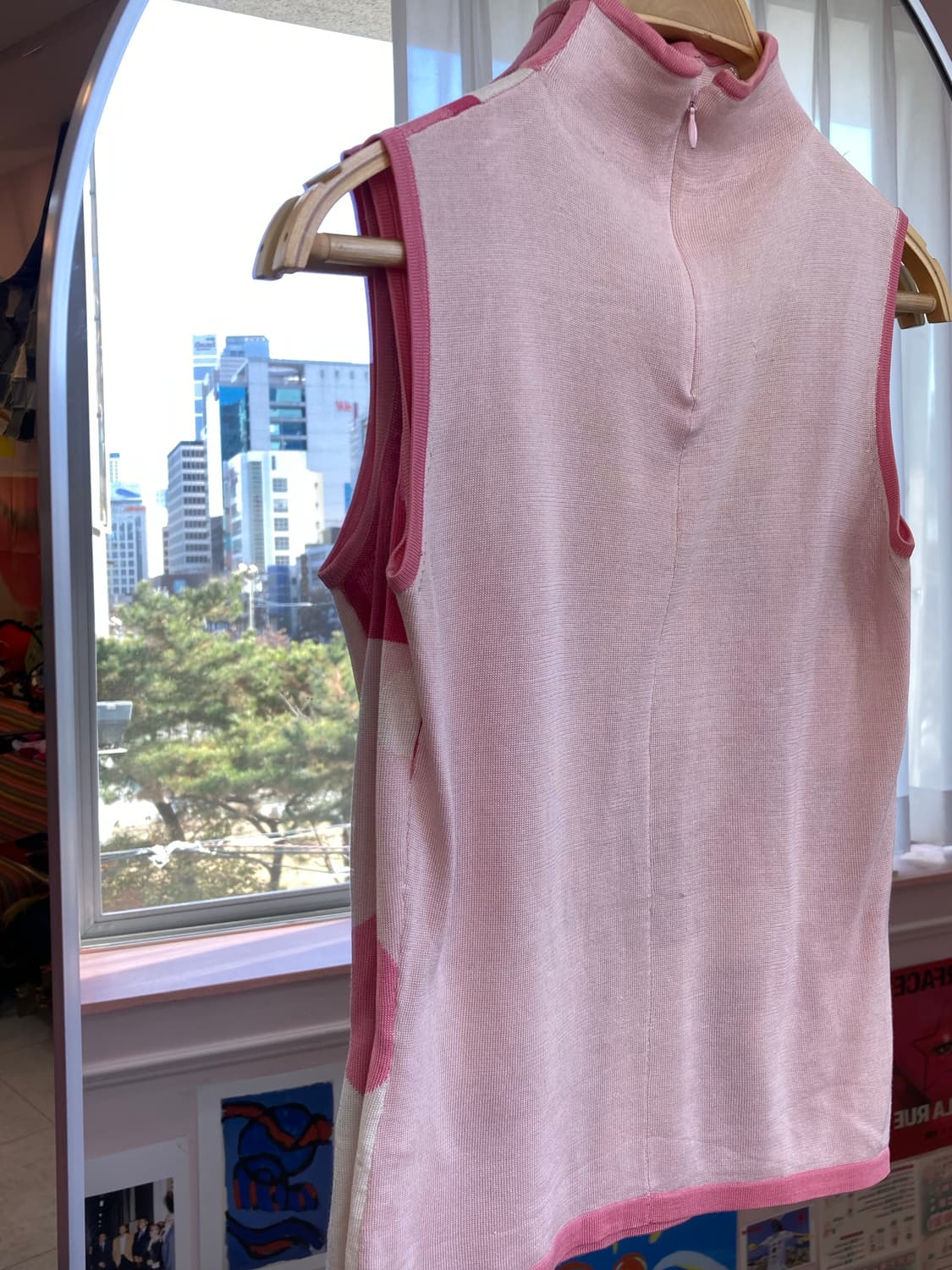 랑방 LANVIN 실크 100% 핑크 패턴 슬리브리스 탑 상품이미지7