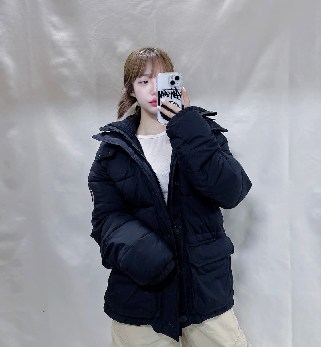 아베크롬비 블랙 패치 덕다운 패딩 상품이미지2