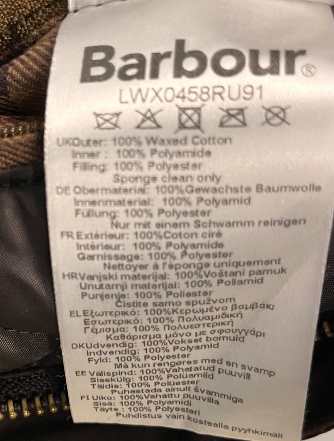 바버 벨세이 왁스 자켓 UK12 상품이미지8