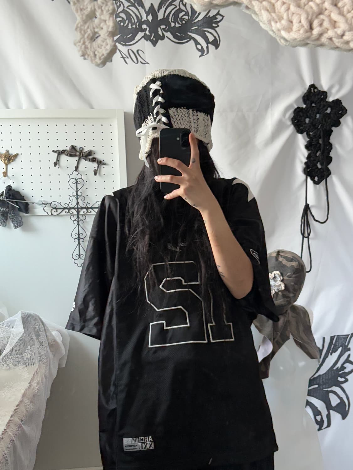 black rose lace eyelet beanie 상품이미지5