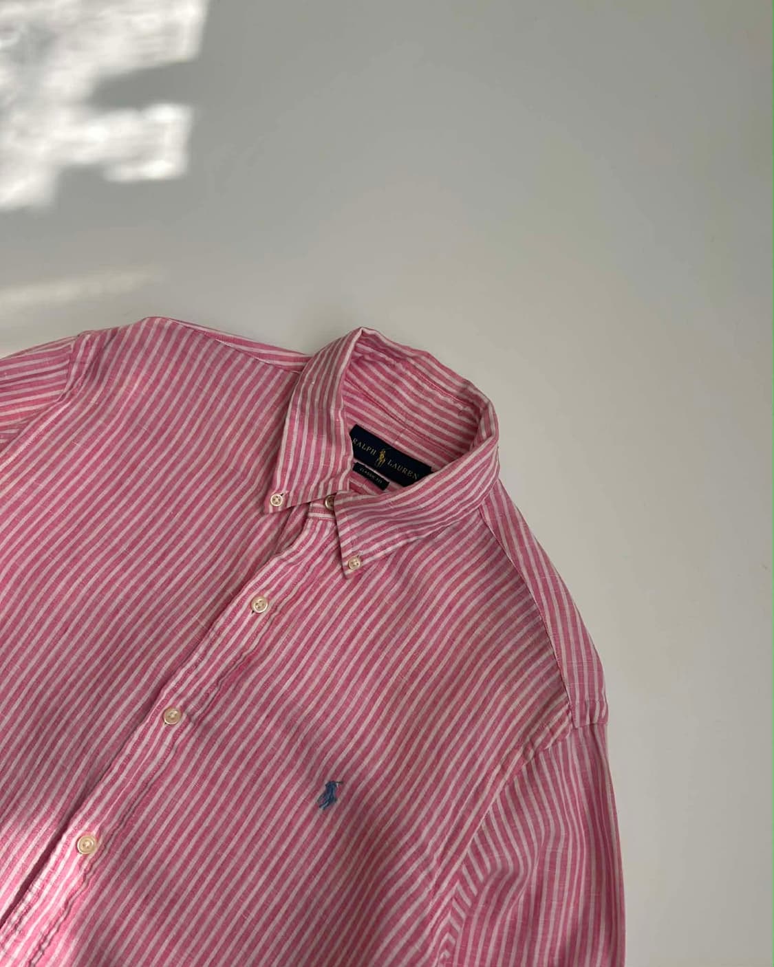 [M] 폴로 랄프로렌 핑크 스트라이프 린넨 셔츠 클래식핏 상품이미지5