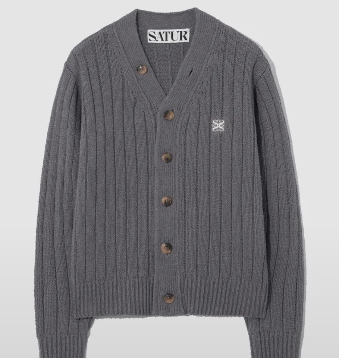 세터 파로 오버 사이즈 부클 가디건 차콜 그레이  상품이미지1