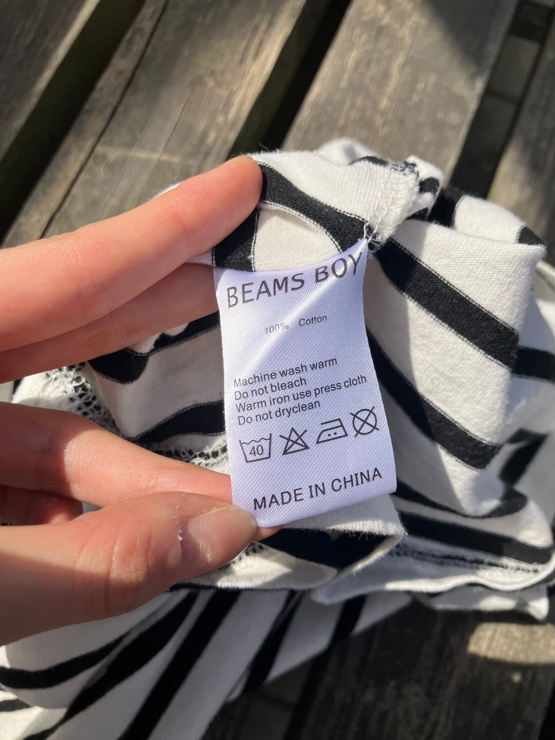 BEAMS BOY 옐로우 패치 스트라이프 긴팔 티셔츠 M 상품이미지7