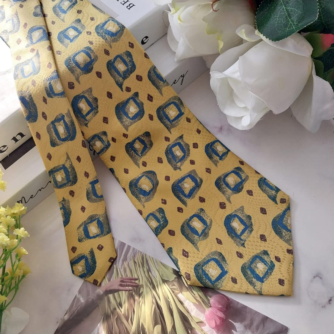 엔리코 코베리 실크 옐로우 패턴 넥타이 10cm A+등급 K1327
 상품이미지3