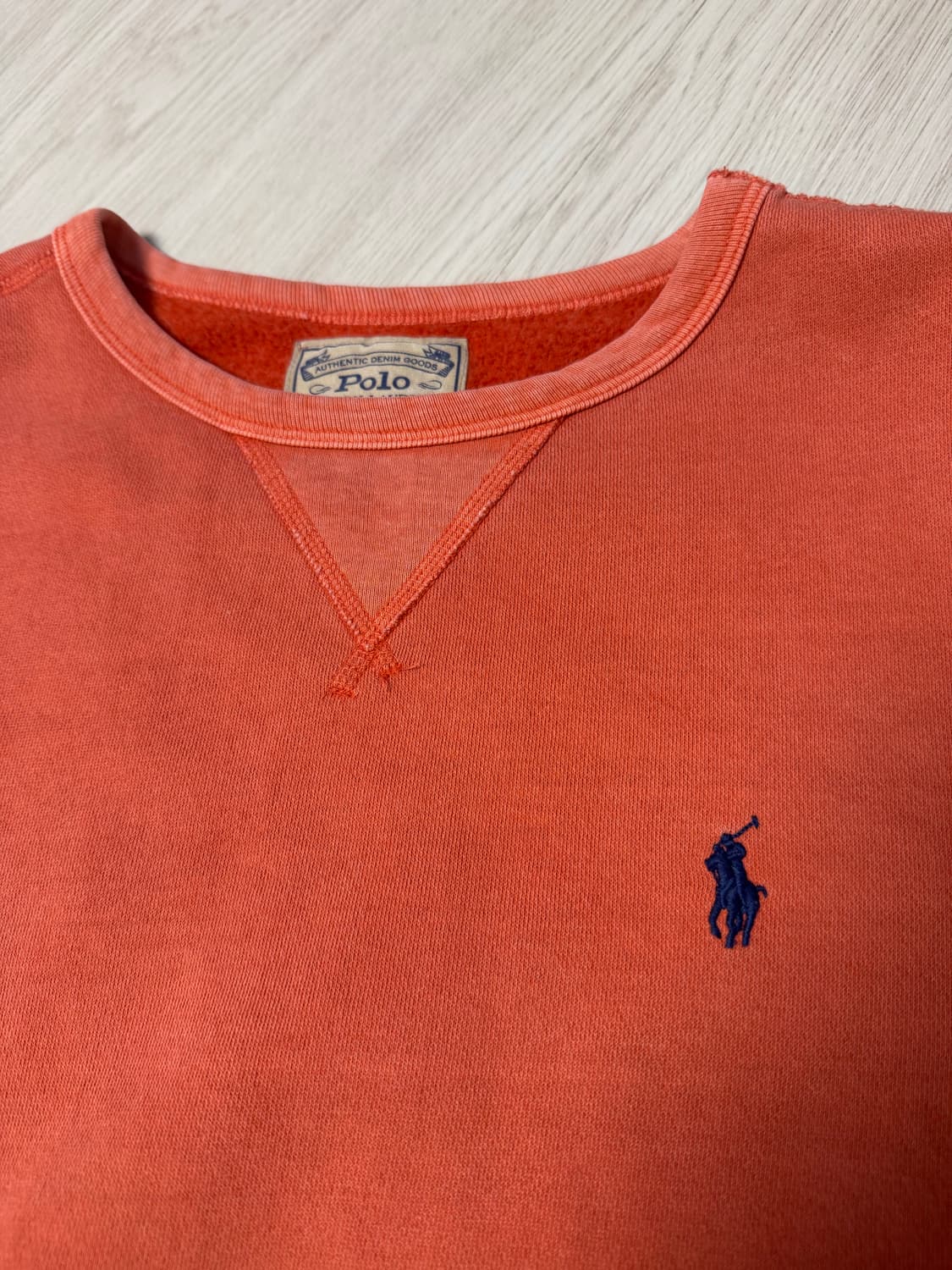 폴로 맨투맨 스웻 (약기모, 데님라인, 워싱) 상품이미지2