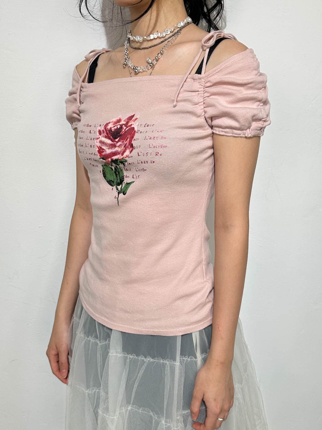 L’EST ROSE 장미꽃 소매 셔링 반팔  상품이미지2