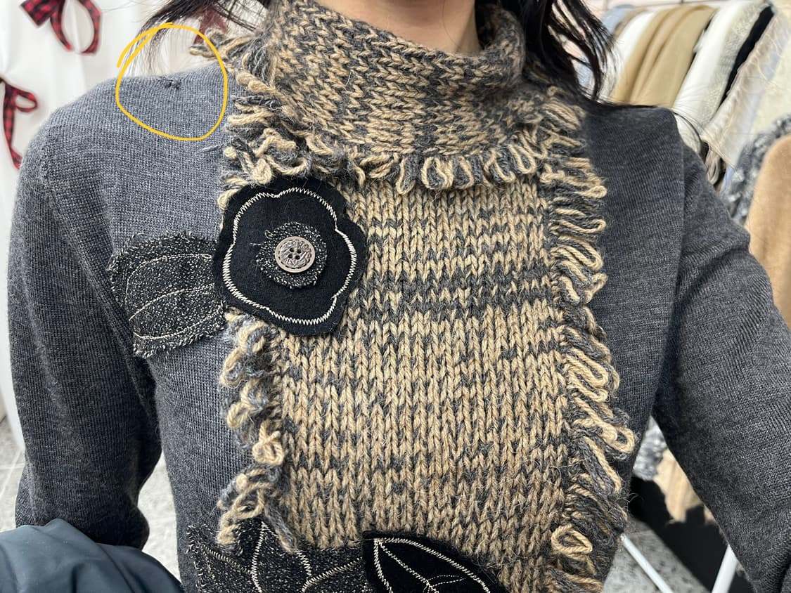 Vintage flower charcoal knit 상품이미지6