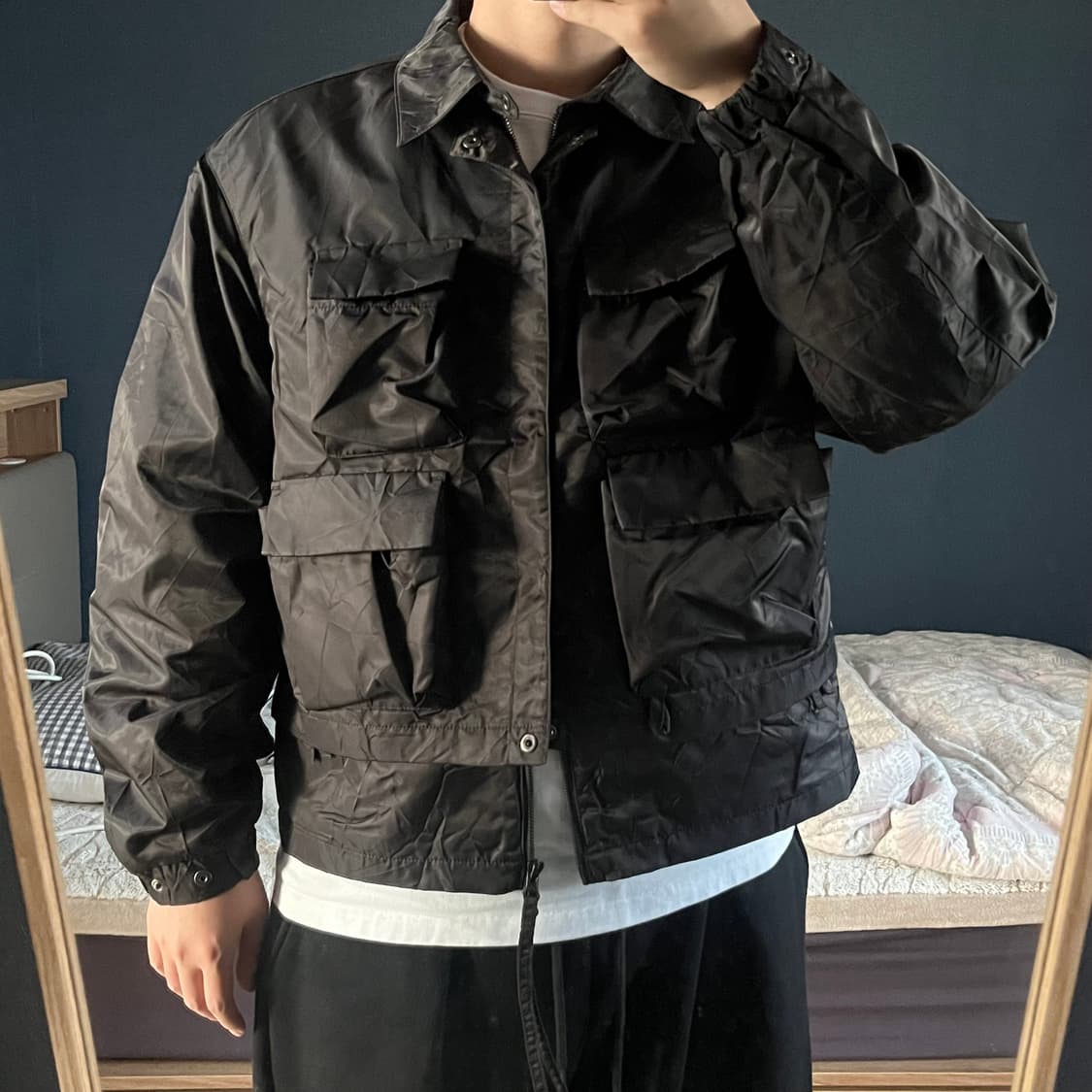 [새상품]언어펙티드 레이어드 피셔맨 점퍼 블랙 상품이미지4