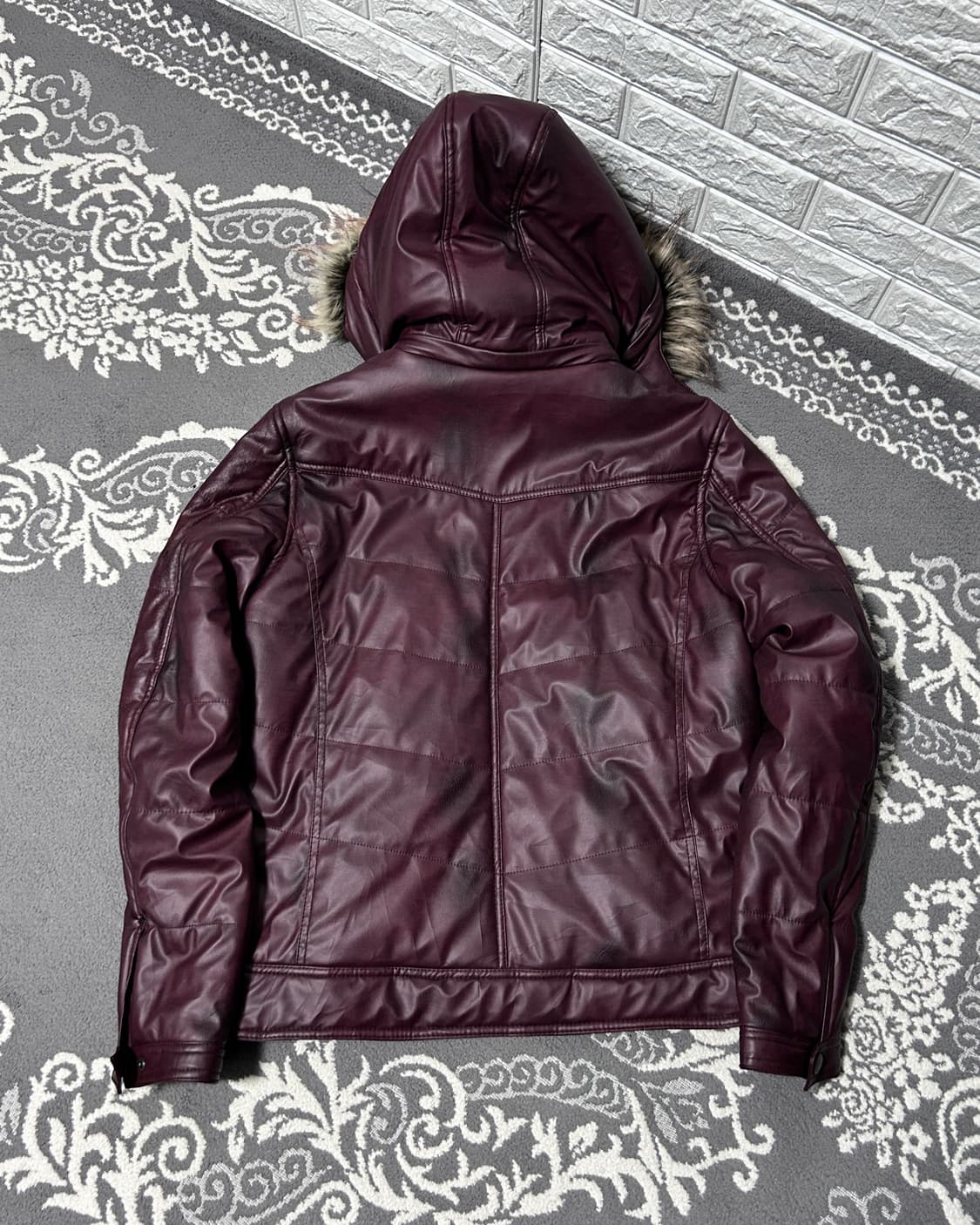 Avail 버건디 페이드 퍼 트리밍 자켓 상품이미지6