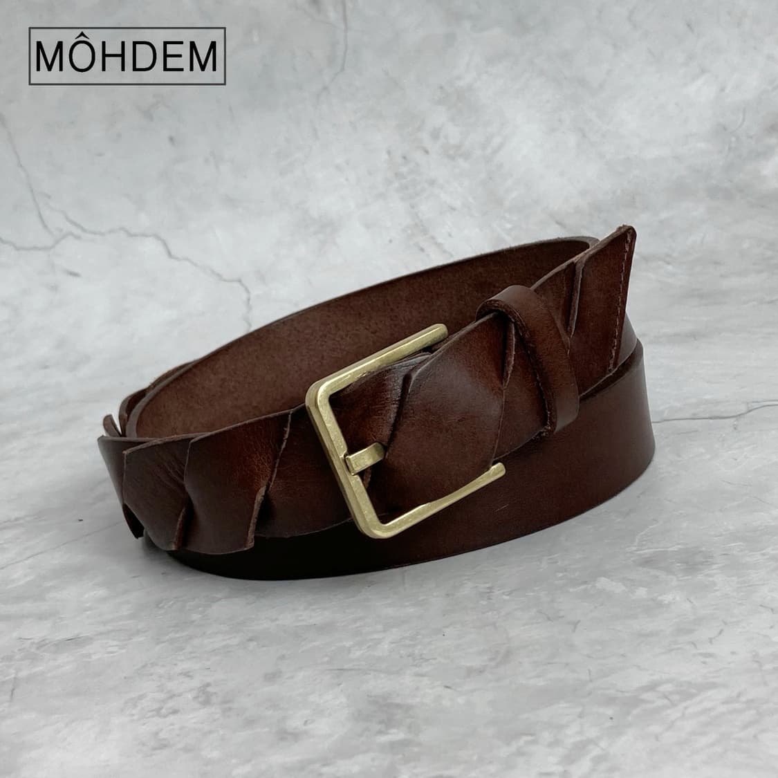 [Unisex] 위빙 꼬임 가죽 벨트 브라운 상품이미지9