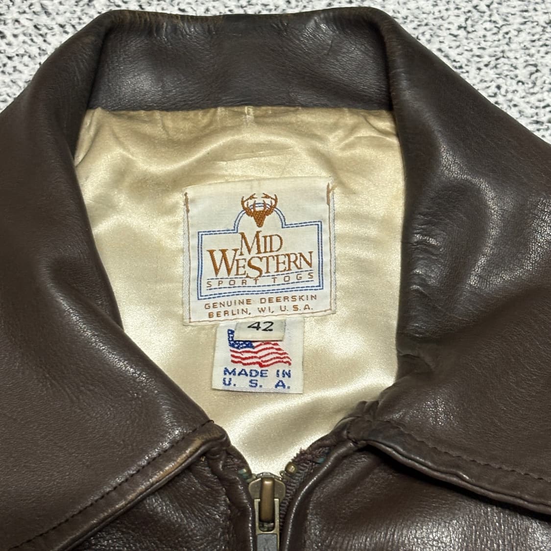 70s 빈티지 Mid western sport togs 디어스킨 레더자켓 상품이미지5