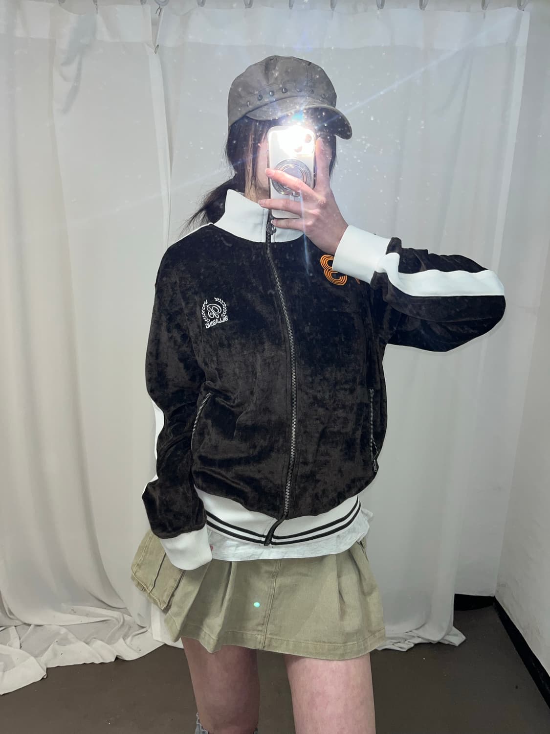 Y2K 브라운 벨벳 집업  상품이미지2