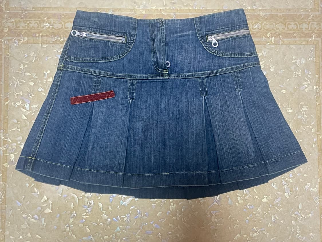 보야지 데님 플리츠 미니 로우라이즈 스커트 빈티지 상품이미지3