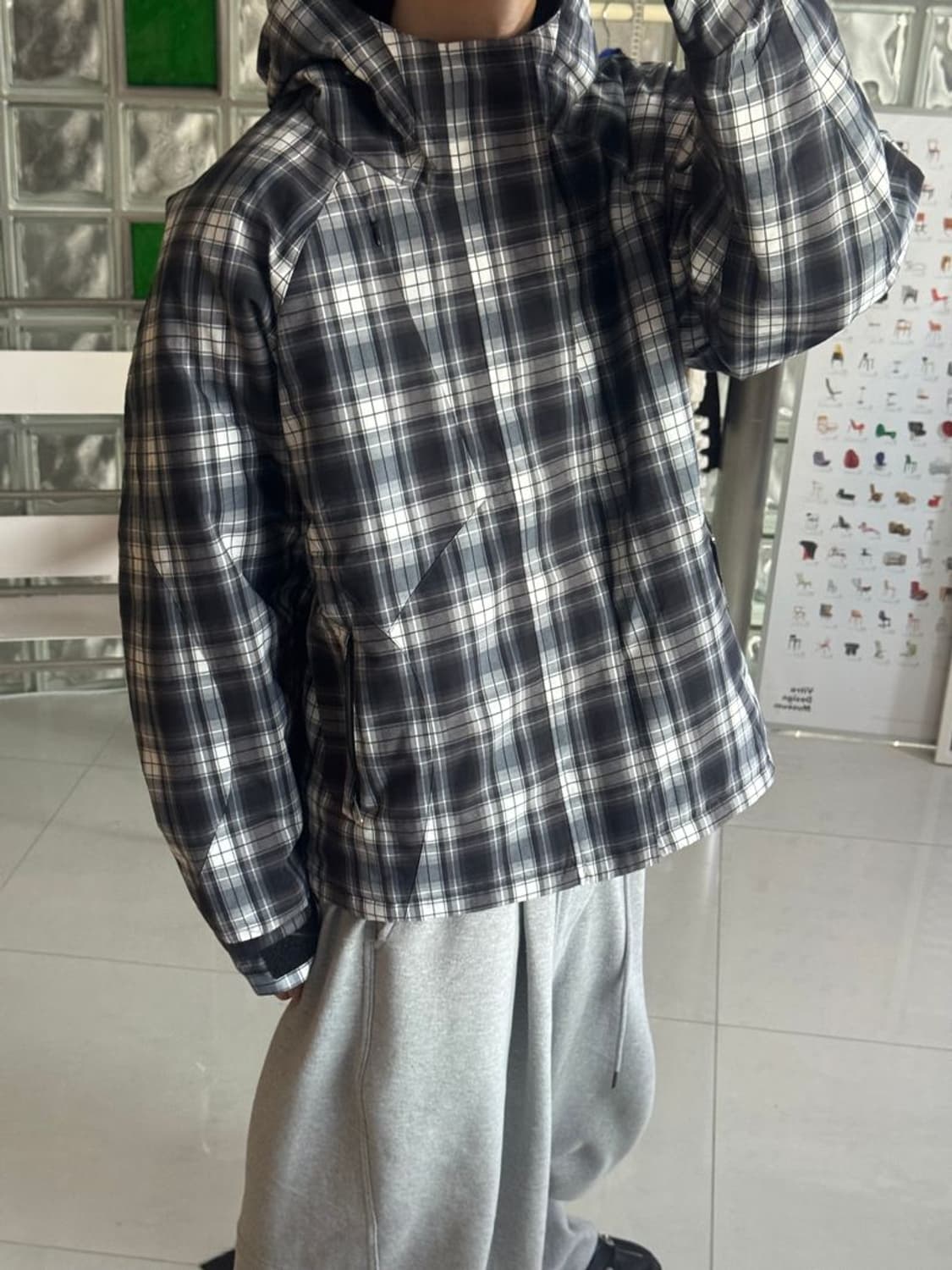 HOODED CHECK JACKET 후드 체크 재킷 상품이미지3