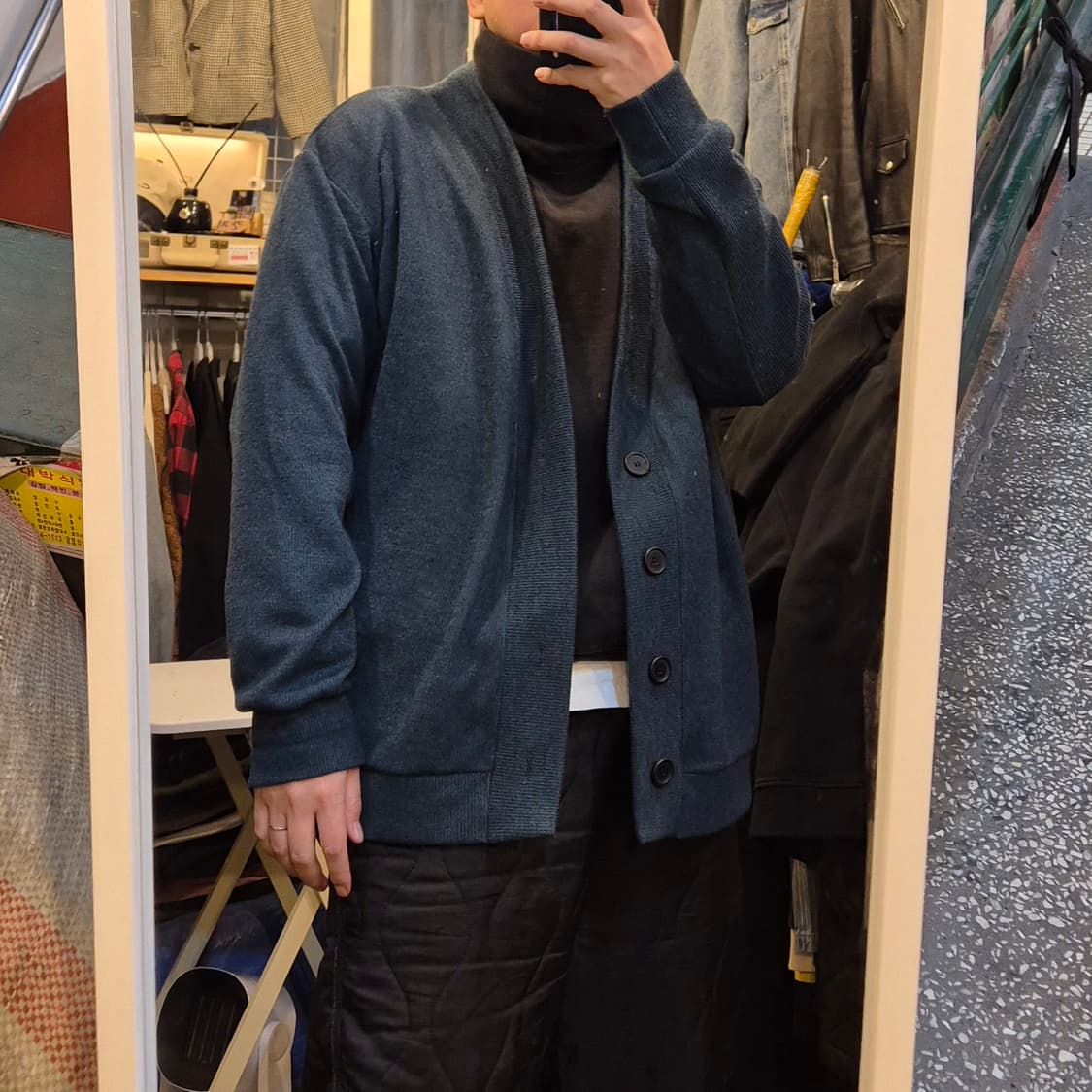 FREE(착샷잇음) 청록 니트가디건 상품이미지3