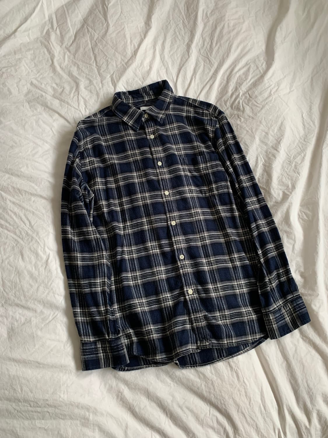 네이비 체크 셔츠 상품이미지2