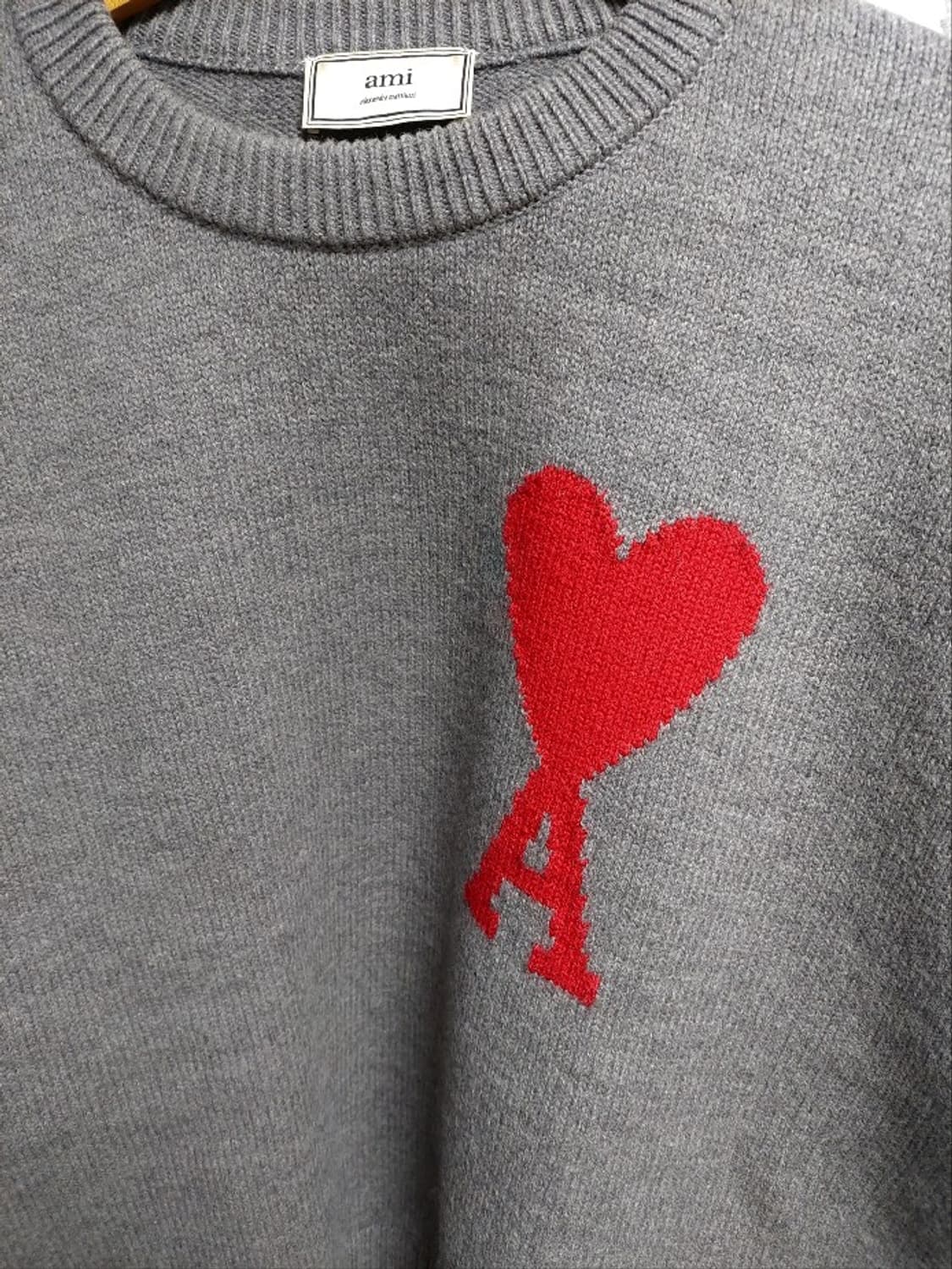 아미 그레이 빅하트 로고 니트 오버핏 m 상품이미지5