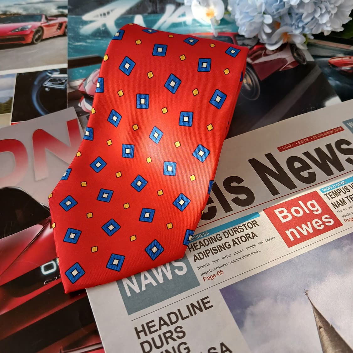 폴로 랄프로렌 실크 레드 패턴 넥타이 9cm A+등급 A19328 상품이미지7