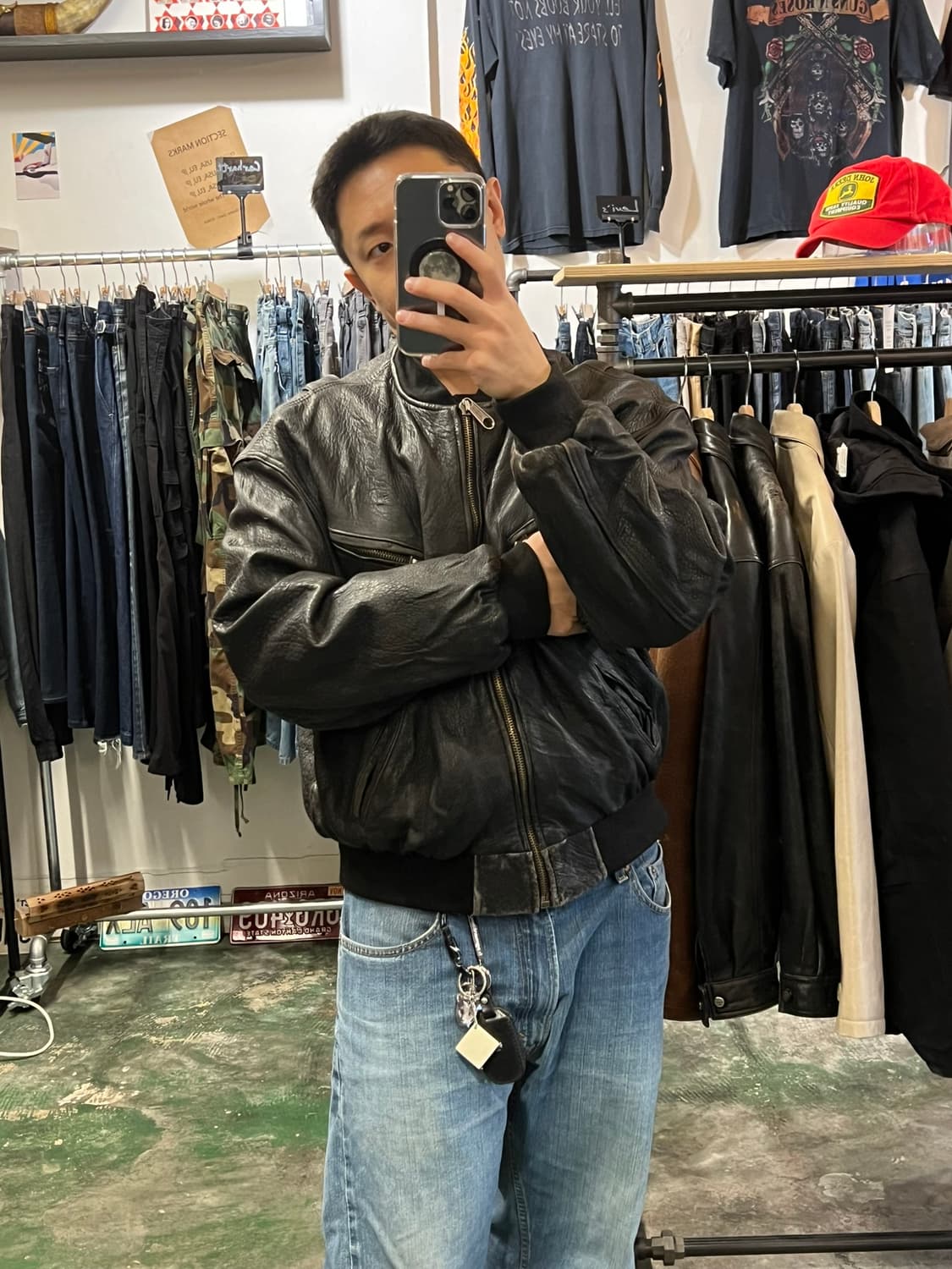 90's [XL] 이스트팩 빈티지 리얼레더 블랙 봄버 가죽 자켓 상품이미지4