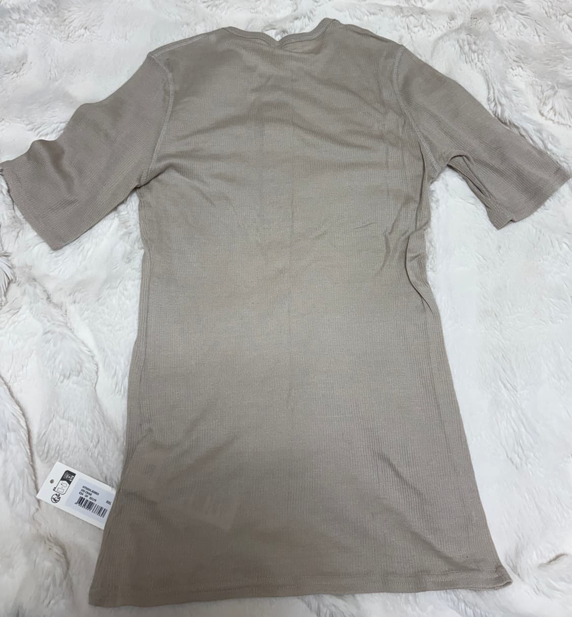 AMI 코튼 저지 헨리넥 티셔츠 베이지 / XXL 상품이미지4