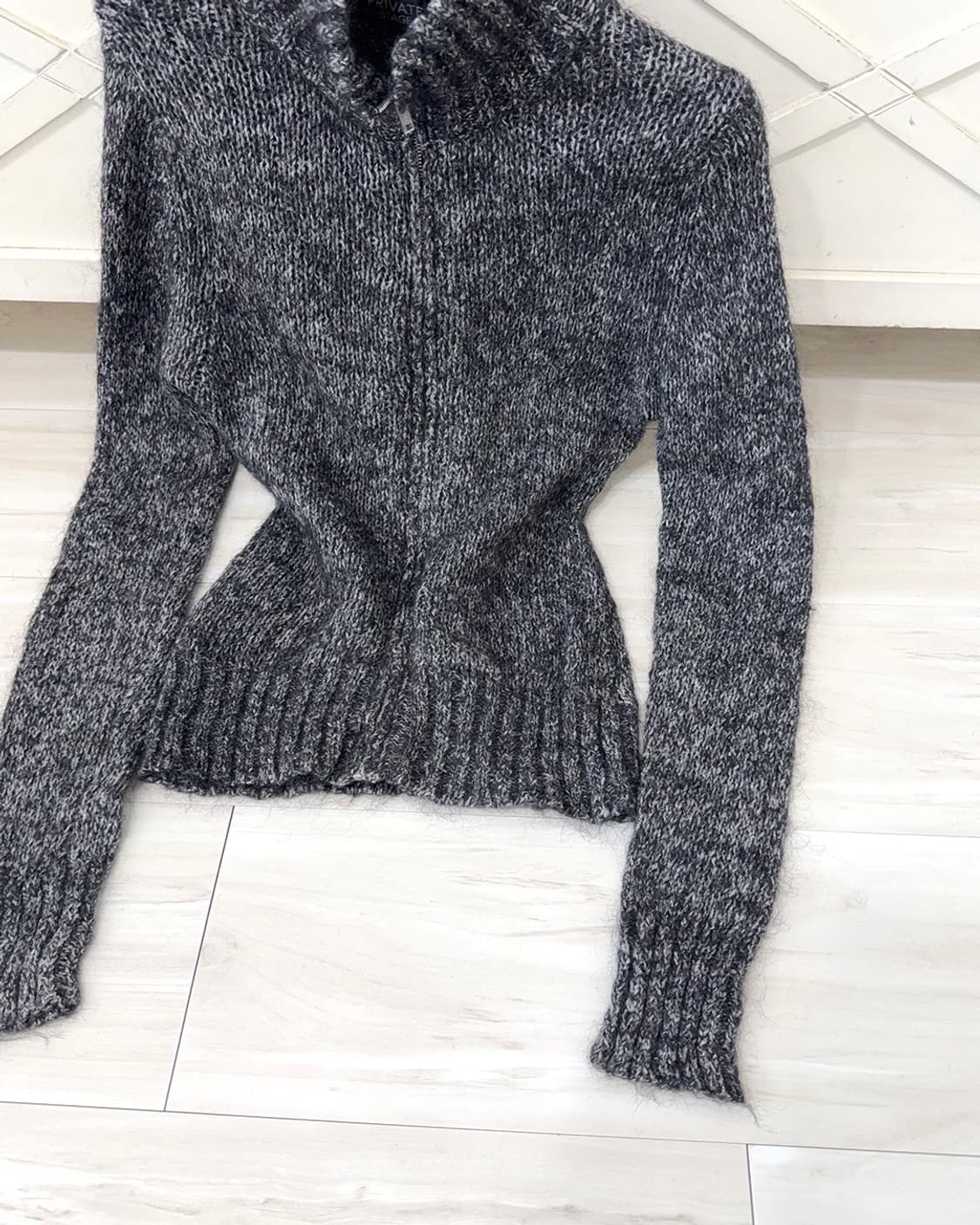 Melange Gray Mohair Knit Zip-Up 상품이미지9