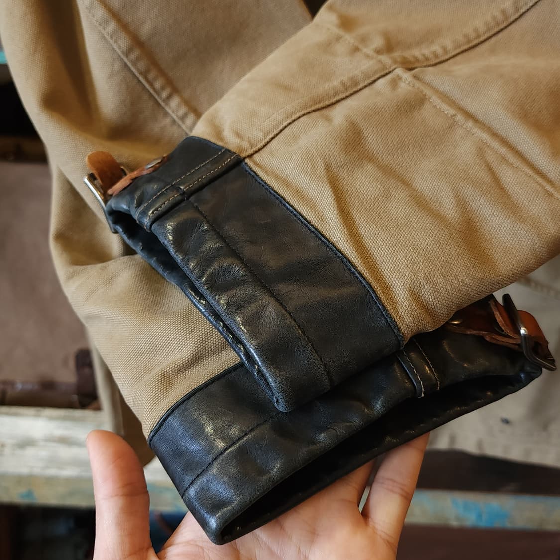 90s 폴로 랄프로렌 파이어맨 자켓 코트 캔버스 레더 오버핏 100 상품이미지7