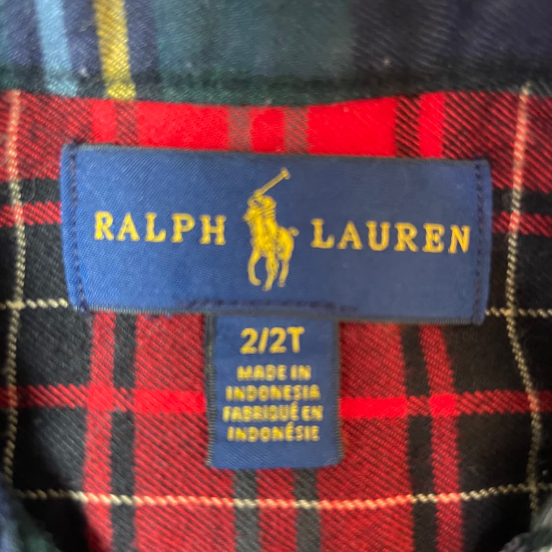 폴로랄프로렌 키즈 레드 그린 네이비 멀티 체크 패턴 긴팔 셔츠 2T 상품이미지4