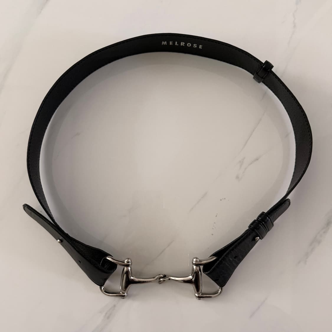 블랙 버클 실버 홀스빗 슬림 벨트 상품이미지1