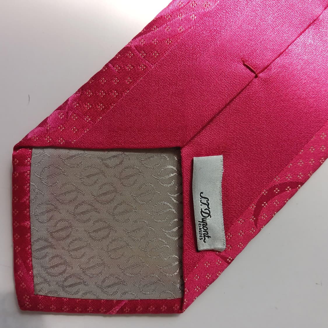 에스.티. 듀퐁 실크 핑크 로고 패턴 넥타이 8.7cm A+등급 E833 상품이미지8