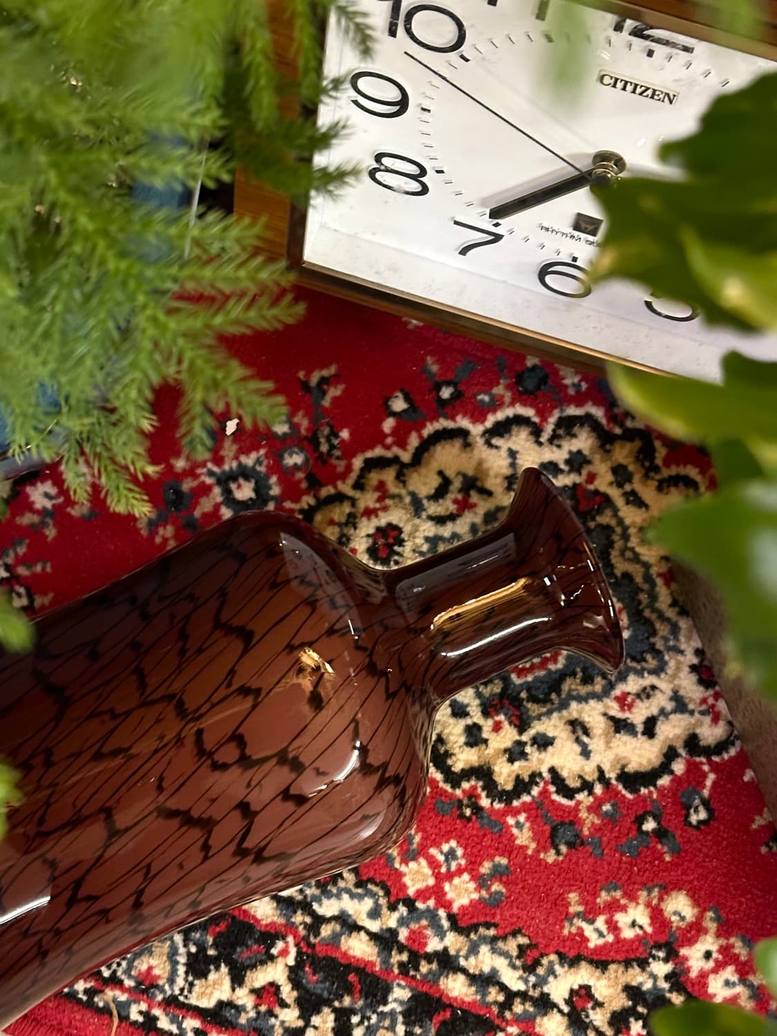 유럽 빈티지 페더링 패턴 아트글라스 대형 화병 상품이미지2