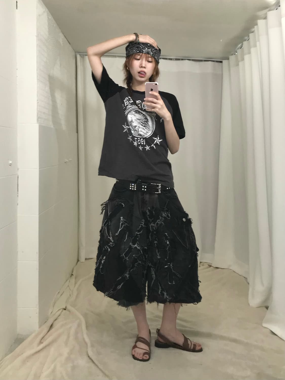 🏴‍☠️ 리메이크 커스텀 흑청 데님 팬츠, 펑크 나그랑 코디 세트 상품이미지2