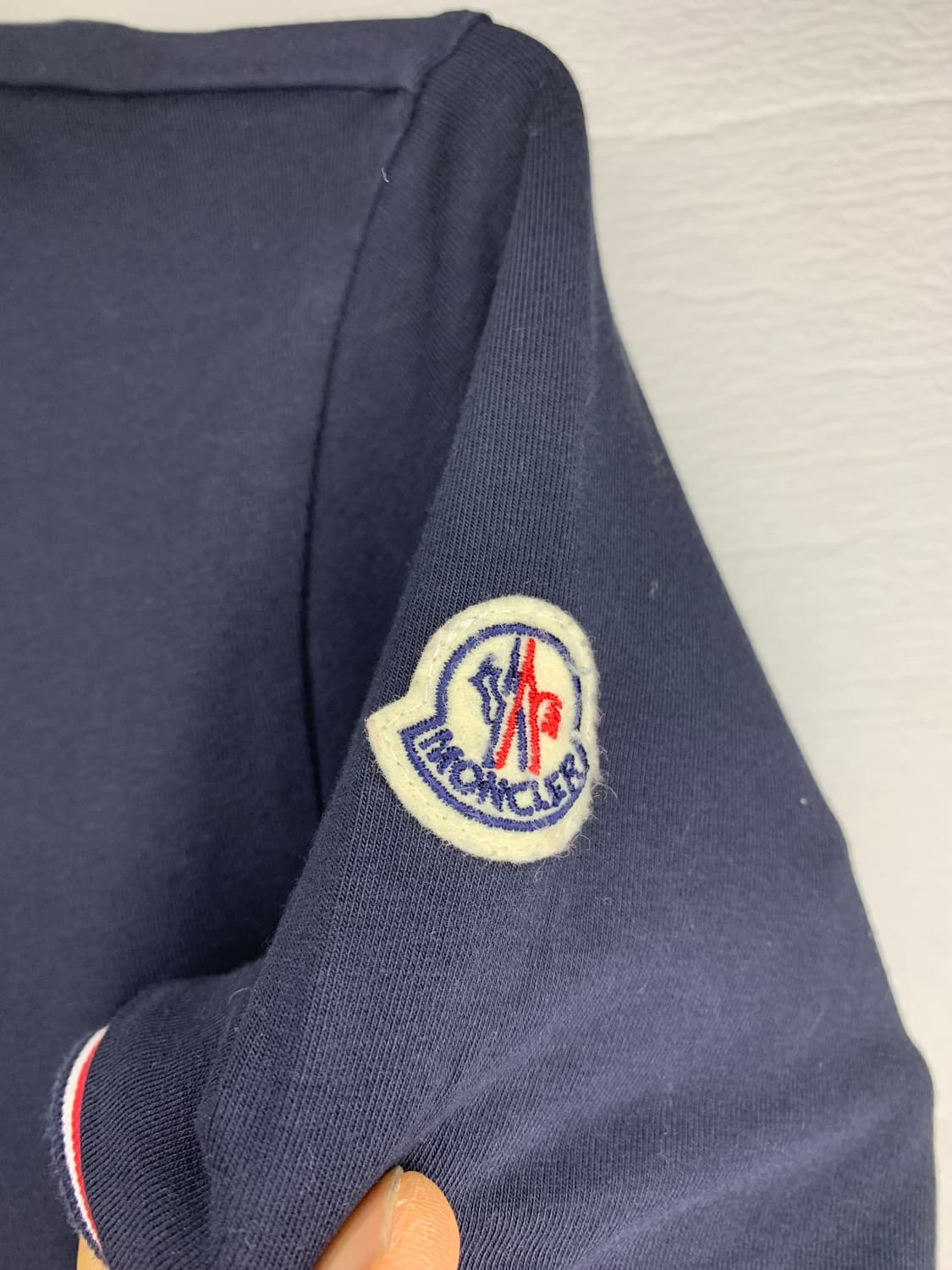 (Moncler) 몽클레어 삼색 반팔 슬림핏 티셔츠 (네이비 색상)(m) 상품이미지6