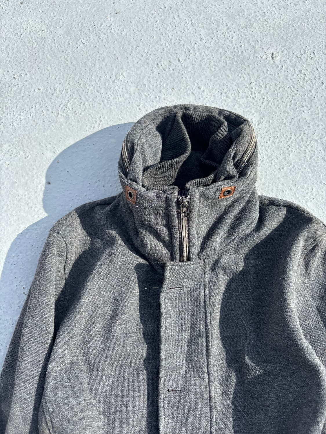 Y2K Bono-Hoodie Minimal Design Grey Zip  상품이미지4
