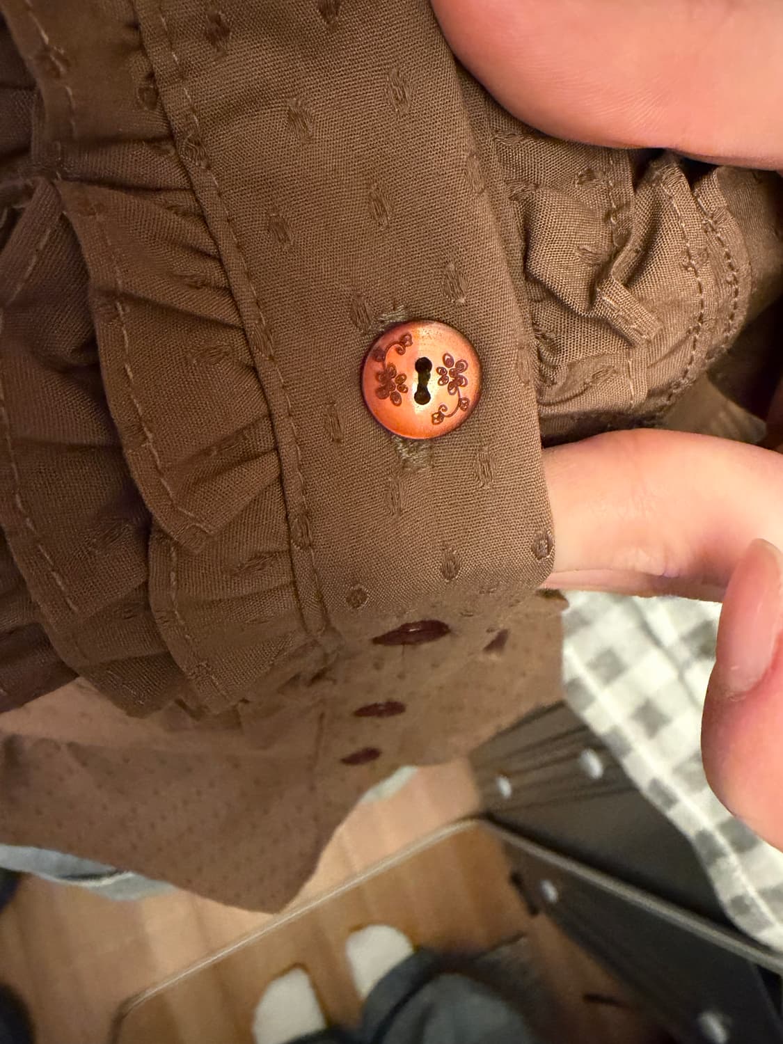 브라운 러플 셔츠 프릴 블라우스 상품이미지3