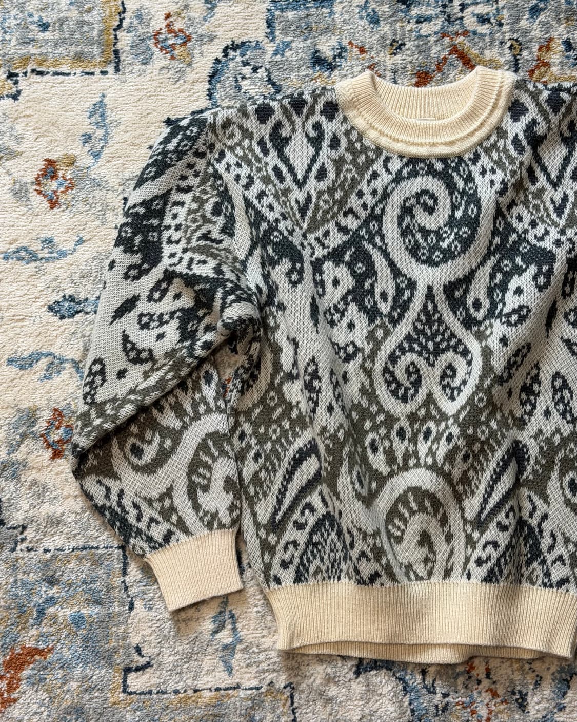빈티지 페이즐리 자카드 니트 스웨터 상품이미지1