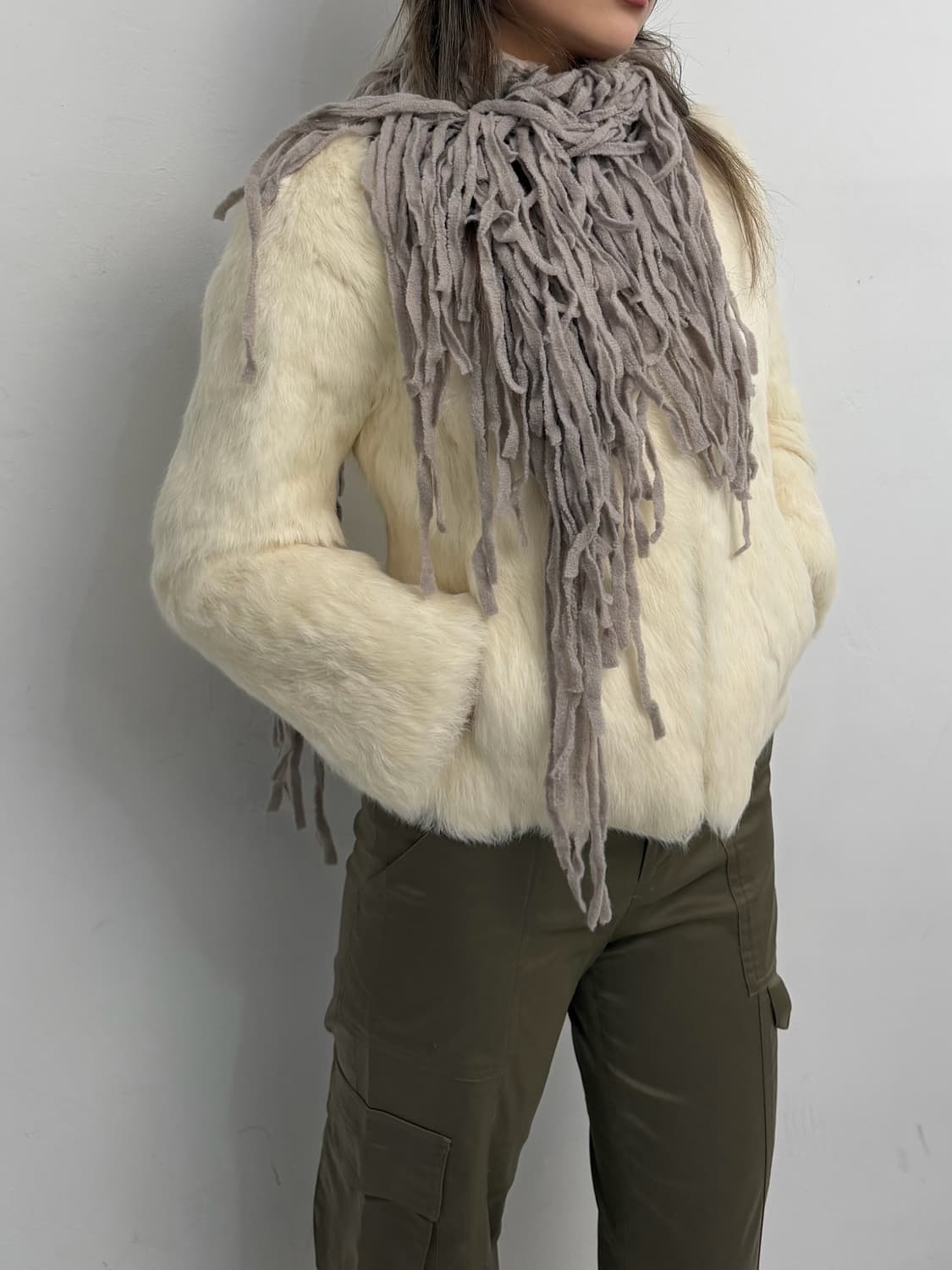 아이보리 토끼퍼 자켓 상품이미지4