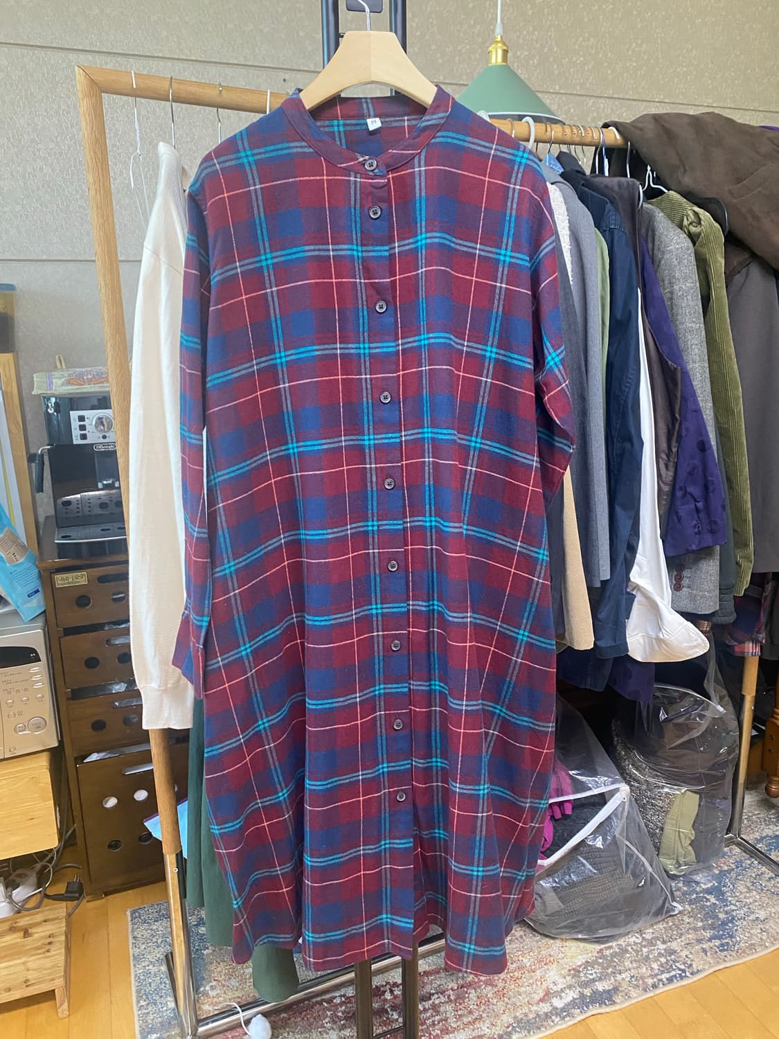 체크 셔츠 원피스 M(95) 상품이미지2