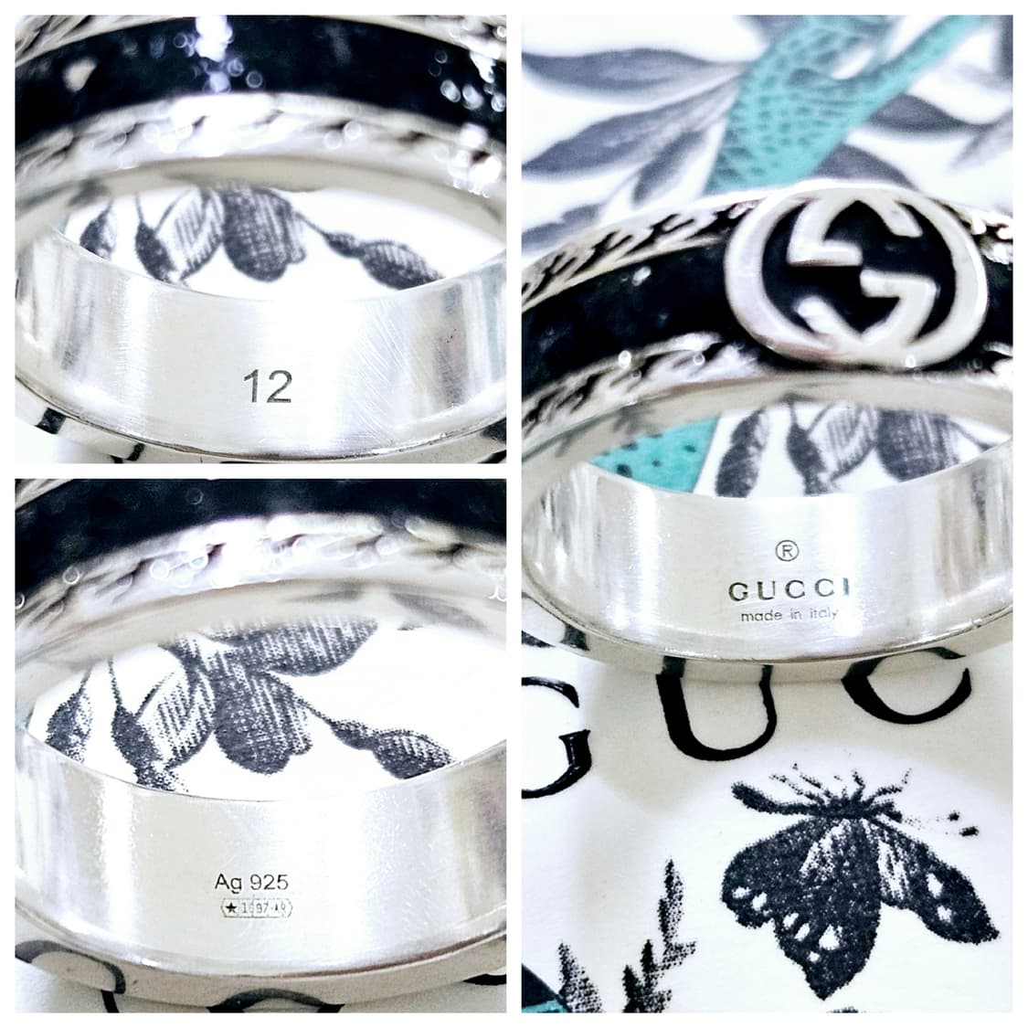 구찌 인터로킹 G 와이드 블랙 반지12호/실측 약11.5호[정품/풀세트] 상품이미지3