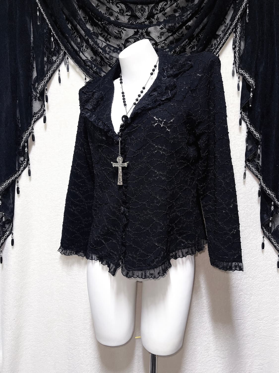 로맨틱고딕 고스로리 펑크 레이스 프릴 자켓 가디건 다크페어리 공겜 핀터 상품이미지4