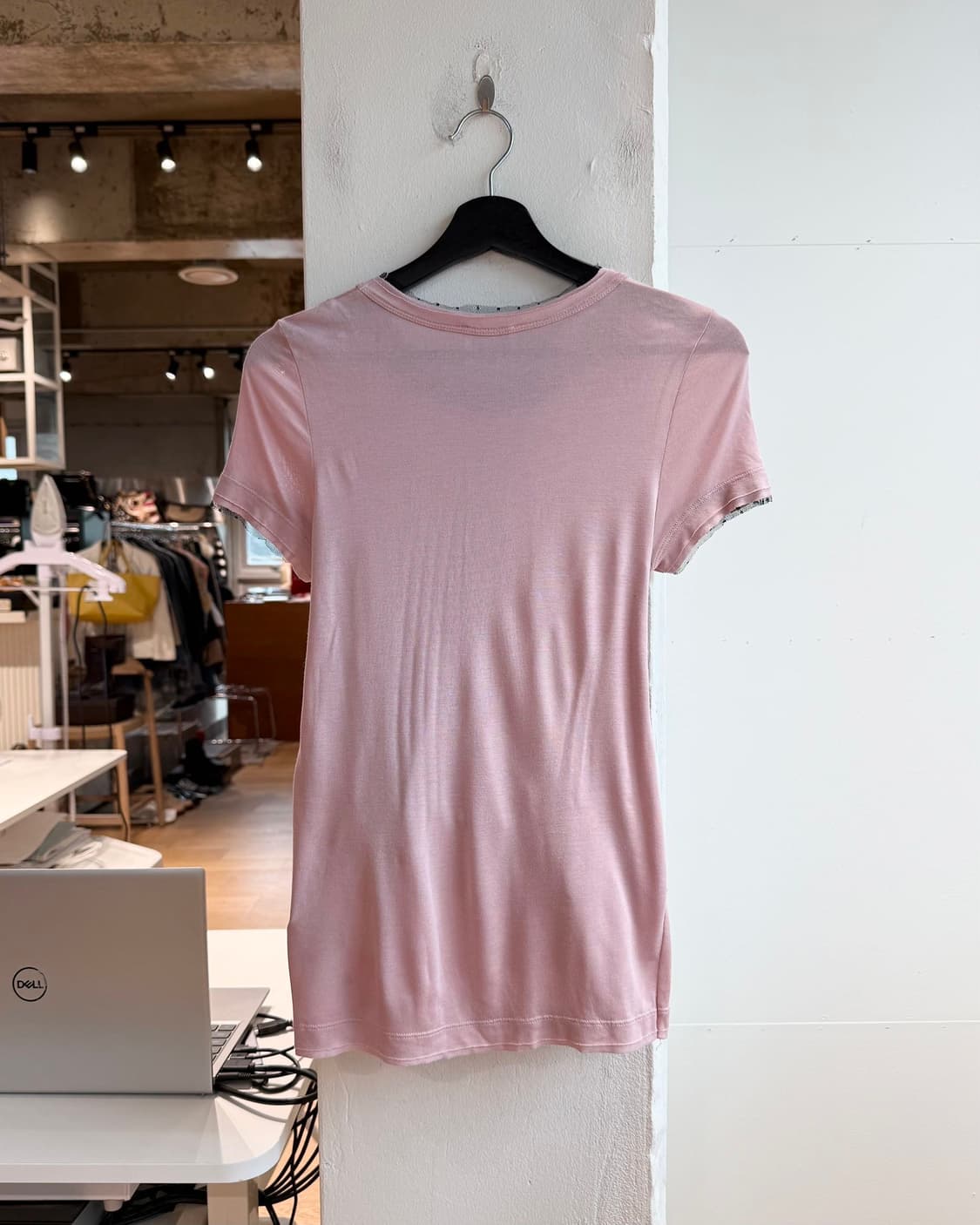 레드 발렌티노 핑크 시스루 리본 하프티 상품이미지6