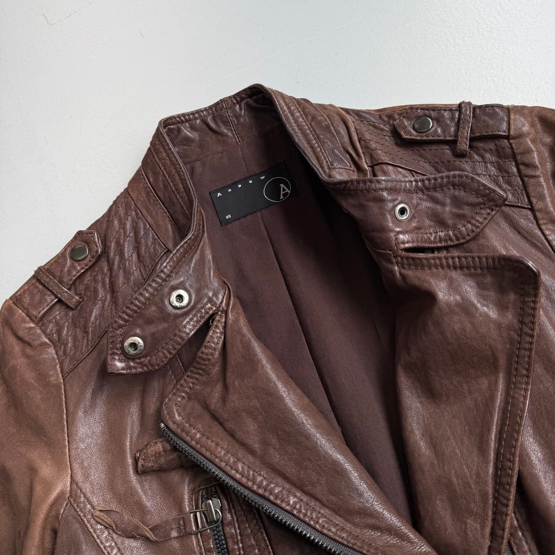 사선 바이커 딱붙 리얼레더 양가죽 릭오웬스맛 가죽자켓 상품이미지5