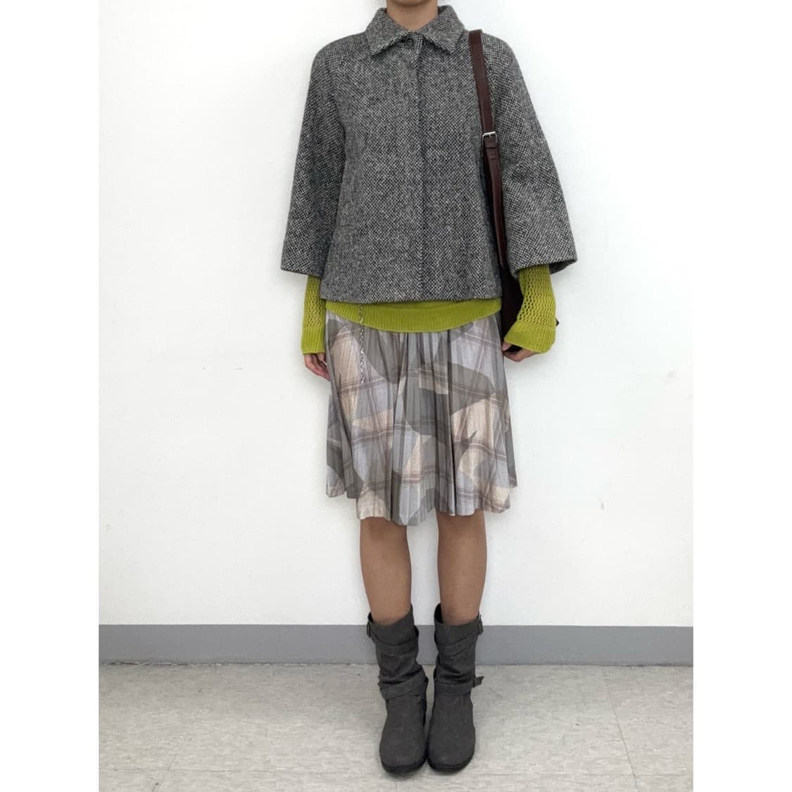 빈티지 그레이 플리츠 스커트 상품이미지1