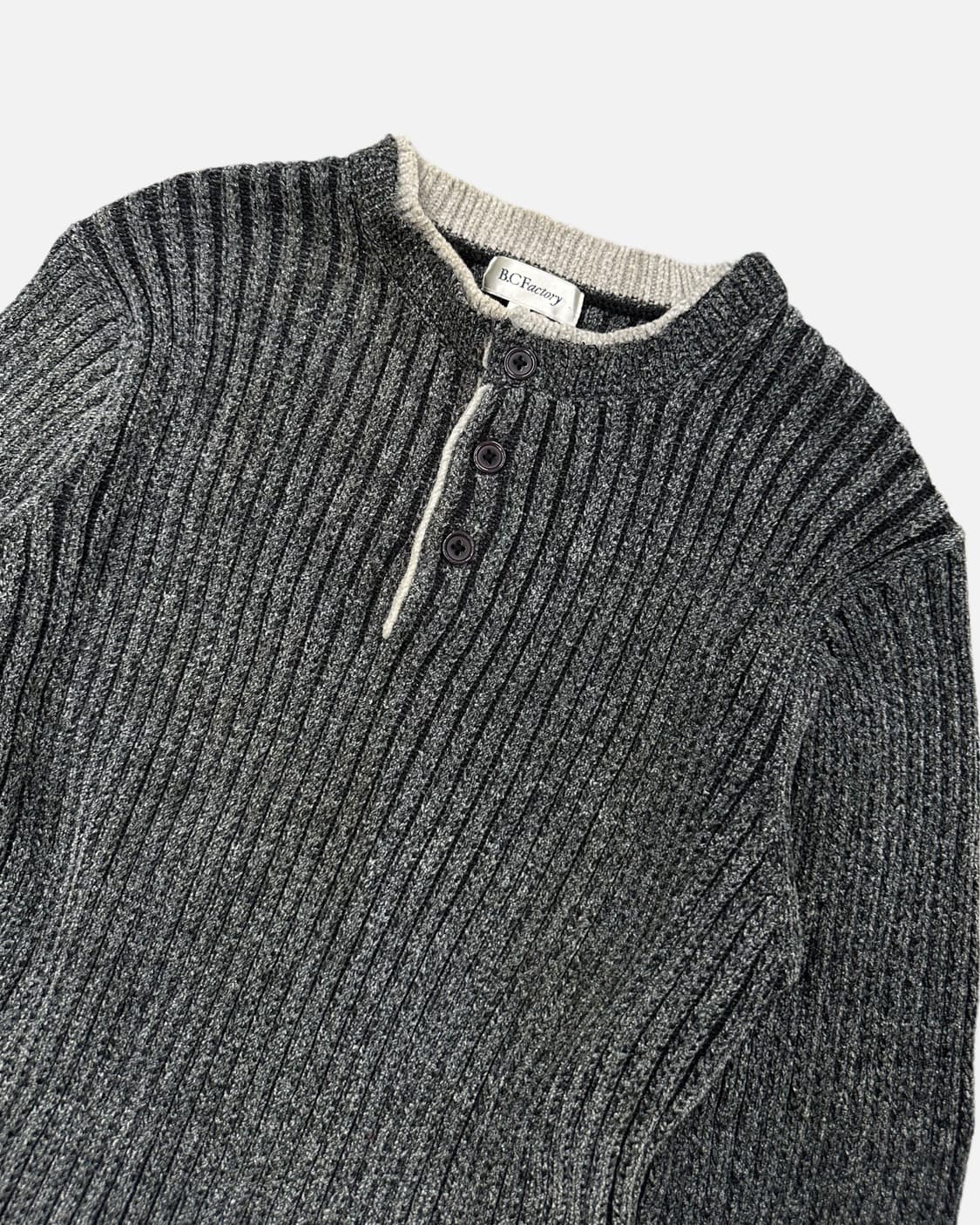 grunge ribbed button-neck knit 상품이미지3