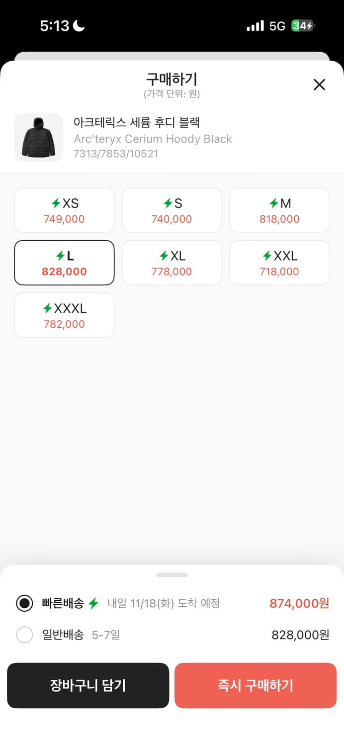 아크테릭스 세륨 후디 블랙 L 상품이미지6